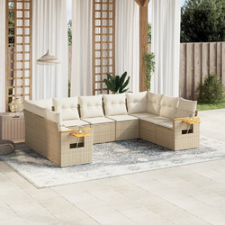 vidaXL Σετ Σαλόνι Κήπου Rattan 9τμχ Μπεζ 3227115