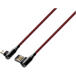 Ldnio LC421 Angle 90° Braided USB-A to Lightning Cable 1m Red