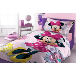 Dimcol Σετ Παιδικά Σεντόνια Μονά Βαμβακερά 160x240 Minnie 853 Pink 3τμχ