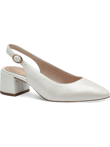 Tamaris Γόβες Slingback Δερμάτινες με Χοντρό Χαμηλό Τακούνι Εκρού 8-89500-42-902