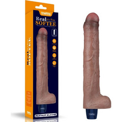Lovetoy Real Softee Vibrating Dildo with Balls 10.5" Ρεαλιστικός Δονητής 26.5cm Καφέ