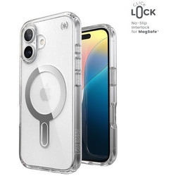 Speck Presidio Perfect-Clear ClickLock MagSafe Back Cover Clear / Chrome Finish / Serene Silver (iPhone 16)