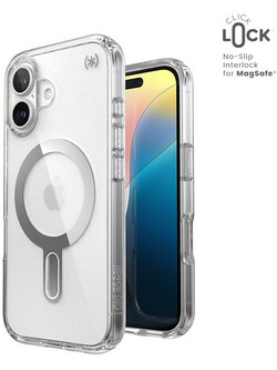 Speck Presidio Perfect-Clear ClickLock MagSafe Back Cover Clear / Chrome Finish / Serene Silver (iPhone 16)