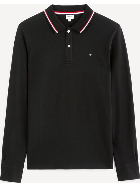Celio Necetwoml Ανδρική Μπλούζα Polo Μακρυμάνικη Μαύρη