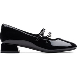 Clarks Ανατομικές Γόβες Λουστρίνι με Χοντρό Χαμηλό Τακούνι & Λουράκι Μαύρες 26174712