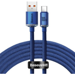 Baseus Crystal Shine Series Braided USB-A to USB-C 100W 2m Blue CAJY000503