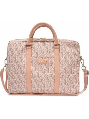 Guess GCube Stripes Τσάντα Laptop Ώμου 16" Pink
