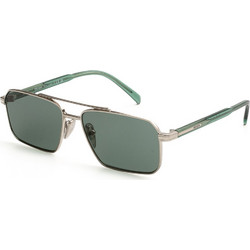 Prada PRA57S 1BC10G Ανδρικά Γυαλιά Ηλίου Ορθογώνια Μεταλλικά Ασημί με Πράσινο Φακό