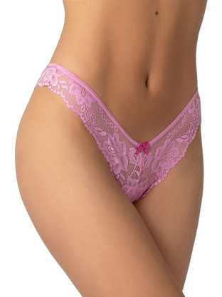 Milena By Paris Γυναικείο Sexy Brazil με Δαντέλα Ροζ 8391