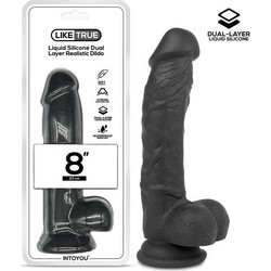 IntoYou LikeTrue Dual Layer Ρεαλιστικό Dildo με Βεντούζα & Όρχεις 20cm Μαύρο