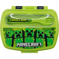 Stor Minecraft Funny Πλαστικό Παιδικό Σετ Δοχείο Φαγητού Πράσινο