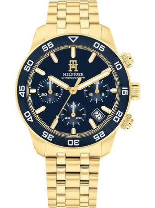 Tommy Hilfiger TH85 Ανδρικό Ρολόι Χρονογράφος με Χρυσό Μεταλλικό Μπρασελέ 1792158