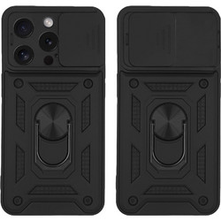 Sonique Ring Armor CamPro Back Cover Black (iPhone 15 Pro)
