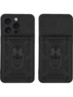 Sonique Ring Armor CamPro Back Cover Black (iPhone 15 Pro)
