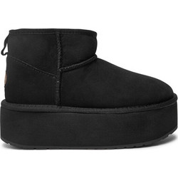 Emu Australia Stinger Micro Γυναικεία Μποτάκια Πλατφόρμα Suede Μαύρα με Γούνα W13082