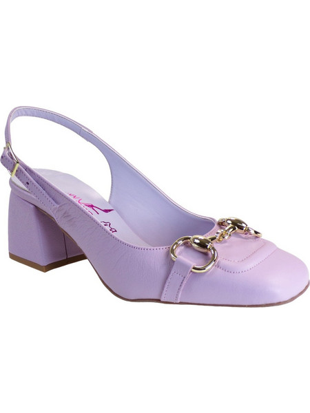 Smart Cronos Γόβες Slingback Δερμάτινες με Χοντρό Χαμηλό Τακούνι Λιλά 7622-3914