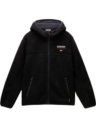 Napapijri Ανδρική Ζακέτα Fleece με Κουκούλα και Φερμουάρ Μαύρη NP0A4IA8-041