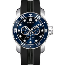 Invicta Pro Diver Ανδρικό Ρολόι με Μαύρο Καουτσούκ Λουράκι 45722