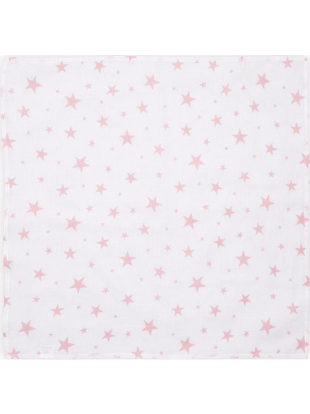 Lorelli Stars Πάνα Αγκαλιάς από Μουσελίνα Λευκή Ροζ 80x80cm