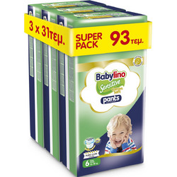 Babylino Sensitive Cotton Soft Πάνες Βρακάκι No6 13-18kg 93τμχ