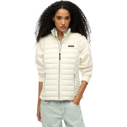 Superdry Αμάνικο Γυναικείο Μπουφάν Puffer Μακρύ Λευκό W5011892A-7SJ