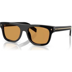 Prada PRB12S 16K60F Ανδρικά Γυαλιά Ηλίου Τετράγωνα Κοκάλινα Μαύρα με Καφέ Φακό