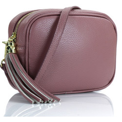 Passaggio Leather Γυναικείο Τσαντάκι Χιαστί Δερμάτινο Μωβ με Στενό Λουρί 6037-KR-27