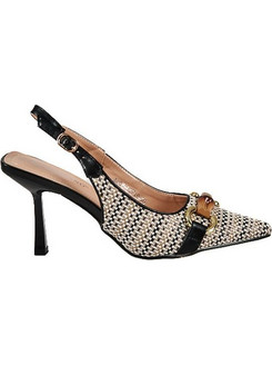 Elenross Γόβες Slingback με Λεπτό Ψηλό Τακούνι Μαύρες Εκρού GS09750W-BLA
