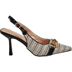Elenross Γόβες Slingback με Λεπτό Ψηλό Τακούνι Μαύρες Εκρού GS09750W-BLA