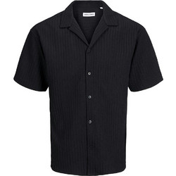 Jack & Jones Ανδρικό Πουκάμισο Ριγέ Κοντομάνικο Κανονική Γραμμή Μαύρο 12269640