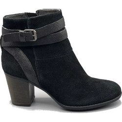 Clarks Enfield River Γυναικεία Μποτάκια Αστραγάλου Suede Μαύρα με Χοντρό Ψηλό Τακούνι Αδιάβροχα 26120725