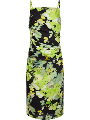 DKNY Midi Καλοκαιρινό Φόρεμα για Γάμο / Βάπτιση Floral Ντραπέ Μαύρο DD5A2H92-1BM