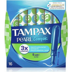 Tampax Pearl Compak Super Ταμπόν με Απλικατέρ για Αυξημένη Ροή 3 Σταγόνες 16τμχ