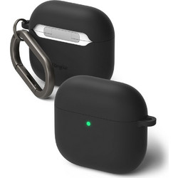 Ringke Θήκη Σιλικόνης με Γάντζο για Apple AirPods 4 Μαύρη