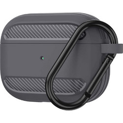 Techsuit Carbon Θήκη Σιλικόνης με Γάντζο για Apple AirPods 3 Γκρι