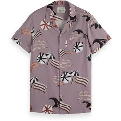 Scotch & Soda Ανδρικό Πουκάμισο Κοντομάνικο Κανονική Γραμμή Μωβ 180032-SC210