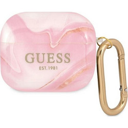 Guess Marble Collection Θήκη Σιλικόνης με Γάντζο για Apple AirPods 3 Ροζ