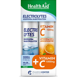 Health Aid Electrolytes 20s + Vitamin C 1000mg 20 Αναβράζοντα Δισκία