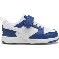 Puma Rebound V6 Παιδικά Sneakers Λευκά Royal Blue 397420-21