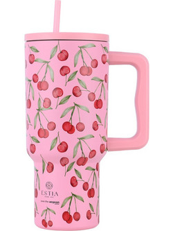 Estia Straw Tumbler XL Save The Aegean Cherry Rose 900ml