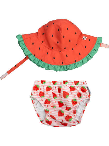 Zoocchini Strawberry Delight Σετ Αντηλιακό UV Βρεφικό Μαγιό Πάνα για Κορίτσι Κόκκινο ZOO12018