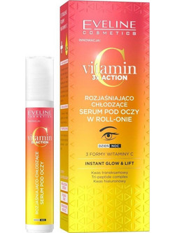 Eveline Cosmetics Vitamin C 3x Action Αντιγηραντικό Ενυδατικό Serum Ματιών για Μαύρους Κύκλους & Λάμψη με Βιταμίνη C 15ml