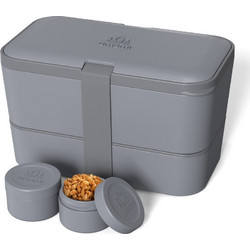Umami Original Bento Nestable Premium Σετ Δοχείο Φαγητού Μπαμπού Κατάλληλο για Φούρνο Μικροκυμάτων 1.51lt Γκρι