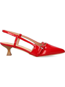 Andres Machado Γόβες Slingback Λουστρίνι με Λεπτό Χαμηλό Τακούνι Κόκκινες 6034-14