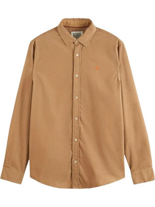 Scotch & Soda Ανδρικό Πουκάμισο Βαμβακερό Μακρυμάνικο Κανονική Γραμμή Καφέ 178397-3549