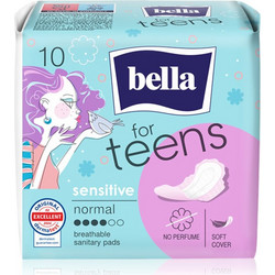 Bella For Teens Sensitive Normal Σερβιέτες με Φτερά για Κανονική Ροή 4 Σταγόνες 10τμχ