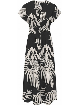 Only Maxi Mollie Midi Καλοκαιρινό Καθημερινό Φόρεμα Μεταξωτό Μαύρο Εκρού 15317842