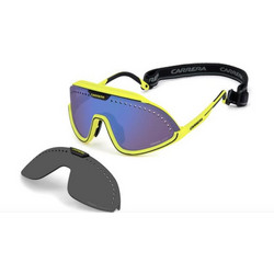 Carrera CA01/S 4CW/ZS Ανδρικά Γυαλιά Ηλίου Μάσκα Κοκάλινα Κίτρινα με Μπλε Φακό