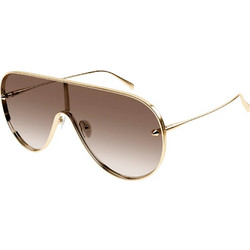 Alexander McQueen AM0481S 002 Γυναικεία Γυαλιά Ηλίου Μάσκα Μεταλλικά Χρυσά Degradee Φακό