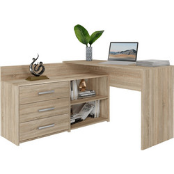 Topeshop Dany Γωνιακό Γραφείο Ξύλινο με Βιβλιοθήκη 120x50x76cm